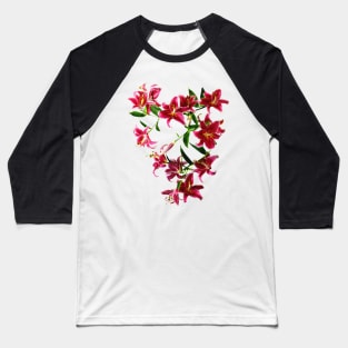 Stargazer Lilies Heart Baseball T-Shirt